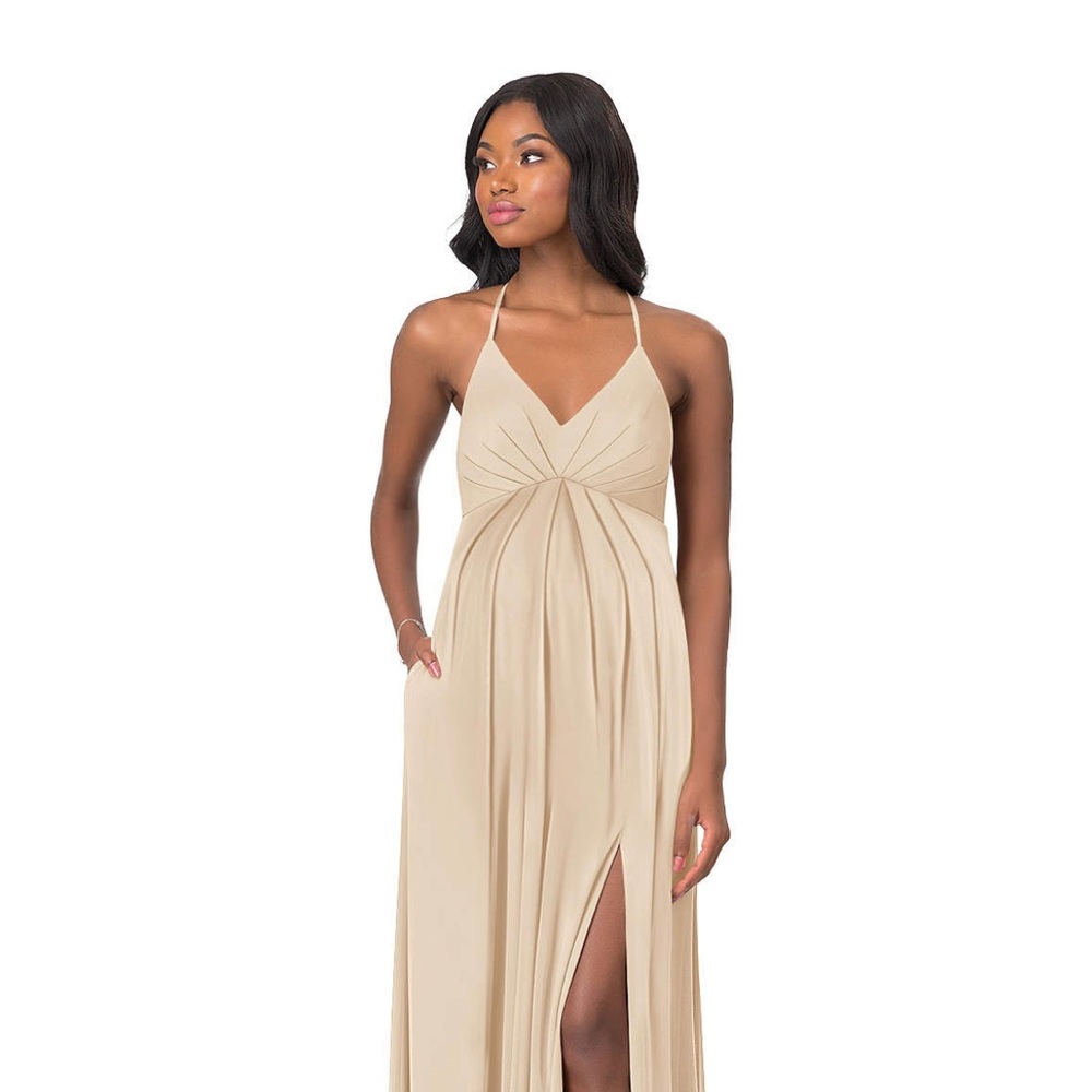 Azazie Champagne Maternity Dress